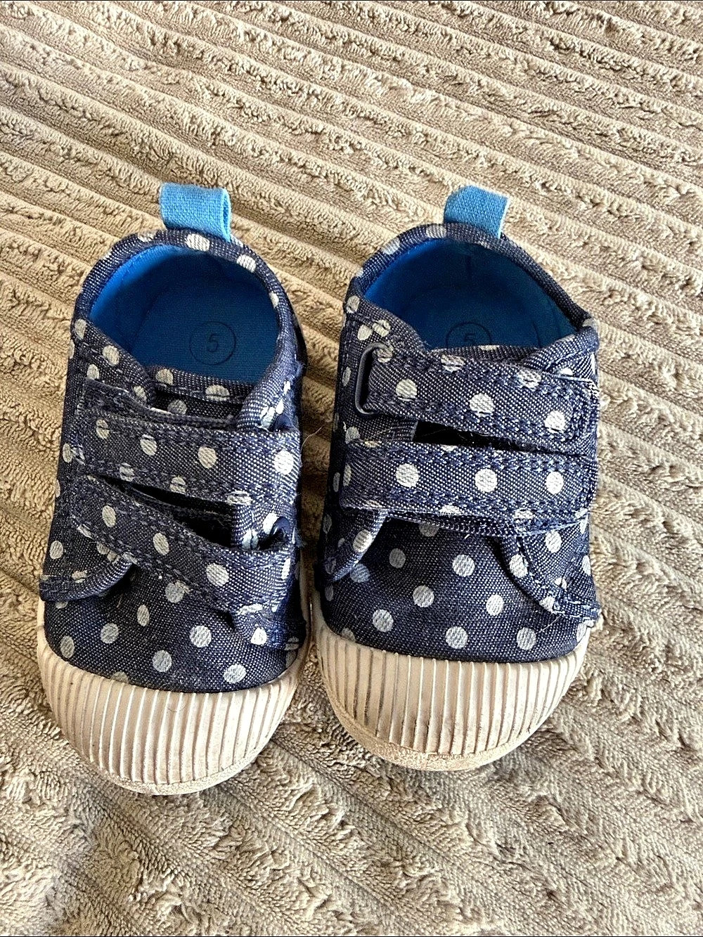 Cat & Jack Toddler Parker Polka Dot Sneakers Blue & White Girls US 5